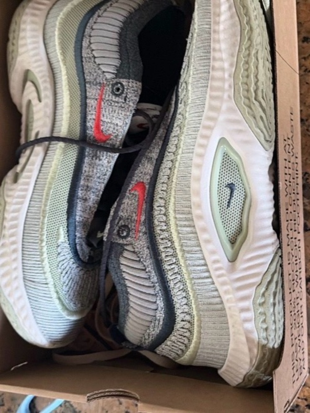 Nike Men's Athletic Shoes in Light Green, Gray and Red Swoosh